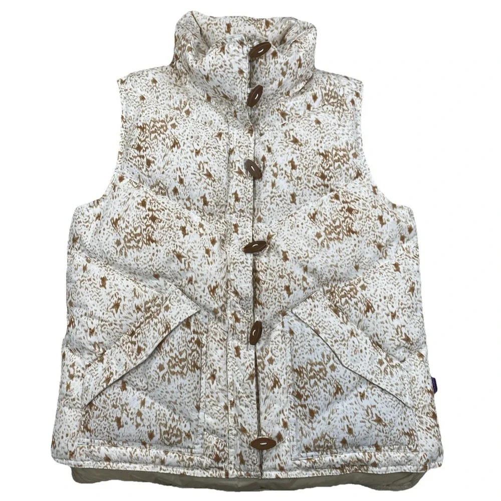 Patagonia Toggle Down Vest‎ Full Zip Cream Brown Women's Large